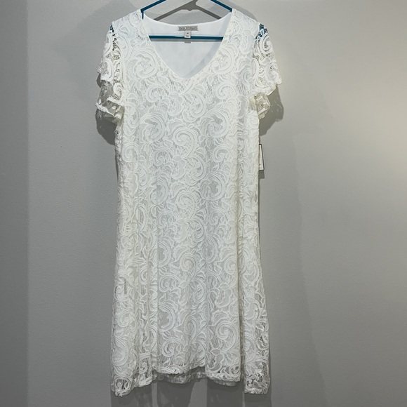 dana buchman lace dress Dana Buchman Purple 3/4 Sleeve Lace Dress